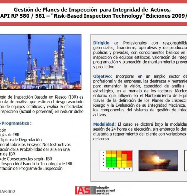 gestion de planes de inspección para la integridad de activos